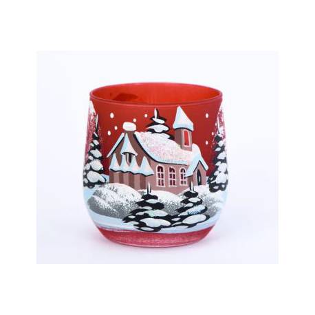 Kerst theelichthouder rood 6 x 7 cm 
