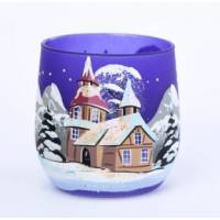 Photophore de Noël bleu 6 x 7 cm