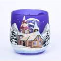 Photophore de Noël bleu 6 x 7 cm