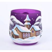 Kerst theelichthouder paars 6 x 7 cm 