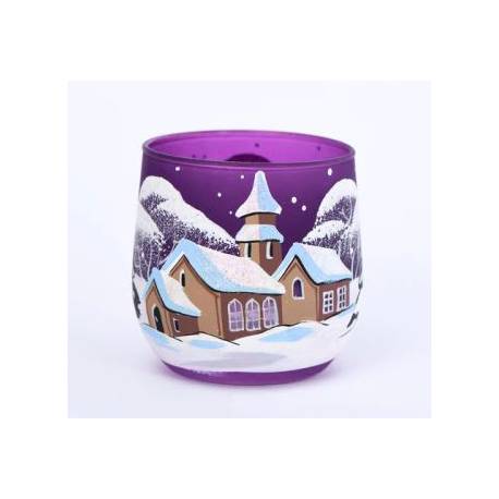 Kerst theelichthouder paars 6 x 7 cm 