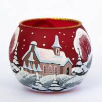Photophore de Noël rouge 7 x 6 cm