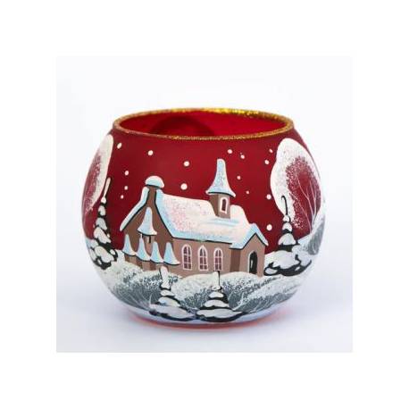 Photophore de Noël rouge 7 x 6 cm