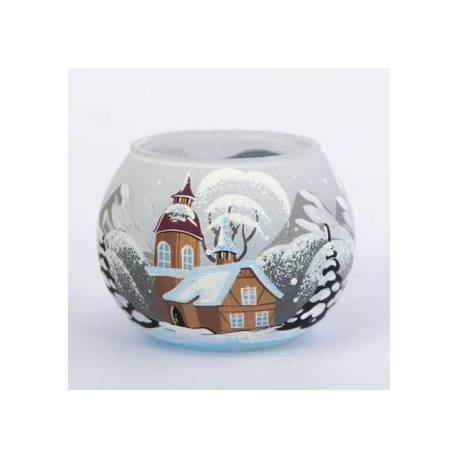 Kerst theelichthouder witte 7 x 6 cm 