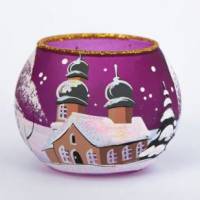 Kerst theelichthouder paars7 x 6 cm 
