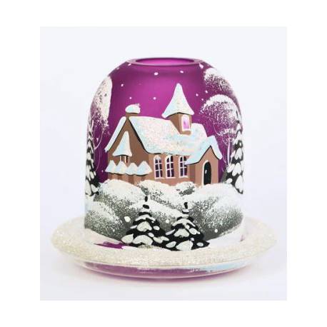 Kerstcandelaar paars + theelichtje 12 Cm 