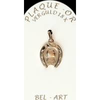 Médaille plaqué-or Fer à cheval / Vierge 15 mm