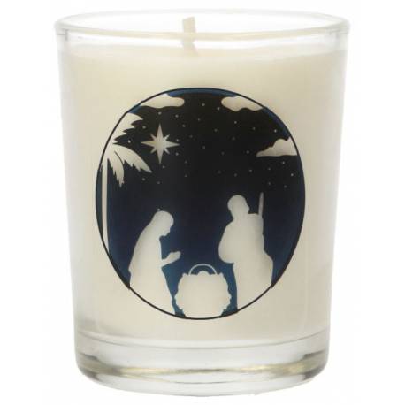 Kaarsje in glas 65 x 50 mm Heilige Familie 