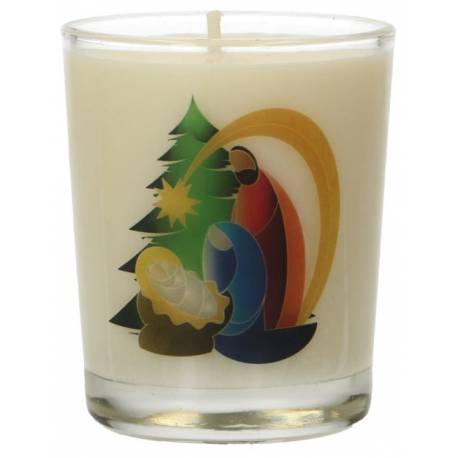 Kaarsje in glas 65 x 50 mm Heilige Familie 