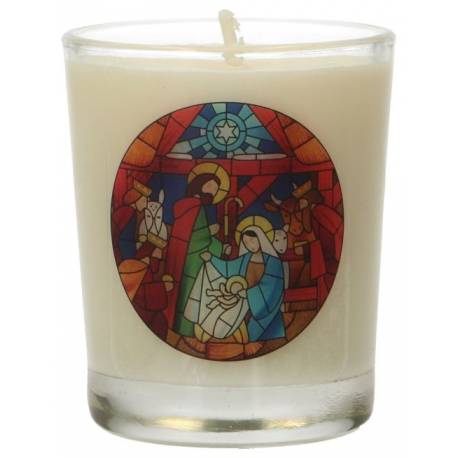 Kaarsje in glas 65 x 50 mm Heilige Familie 