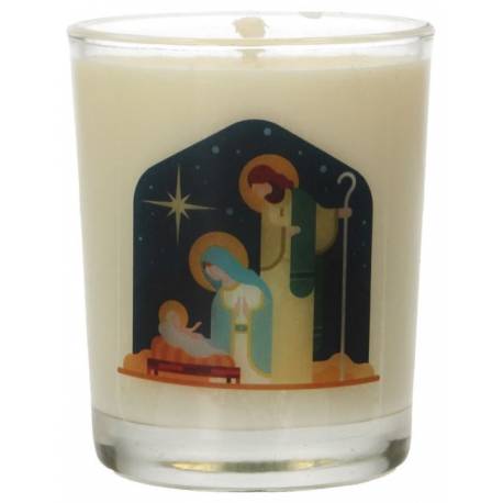 Bougie en verre 65 x 50 mm Nativité
