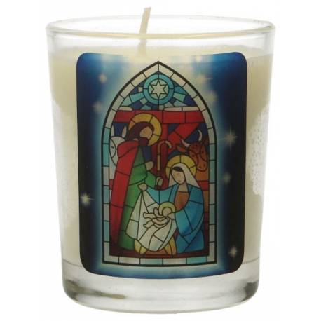 Bougie en verre 65 x 50 mm Nativité