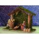 Kerstset : stal (23 x 10 x 17.5 cm) met 5 figuren 9 cm 
