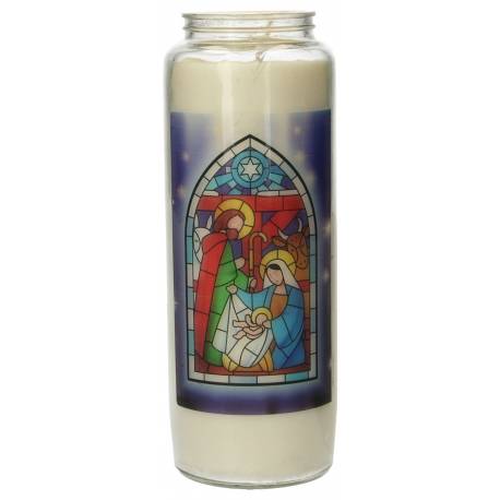 Neuvaine en verre / blanc / vitrail de Noël