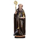 Statue en bois sculpté Saint Benoît avec corbeau et calice 18 cm couleur