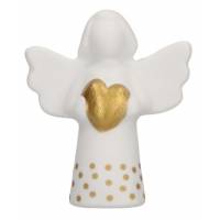 Ange porte bonheur en porcelaine 5 cm avec coeur