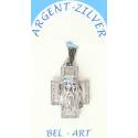 Croix Argent - tête de Christ - 25 x 16 mm