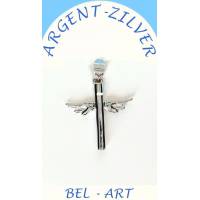 Croix avec ailes argent - 20 X 20 mm