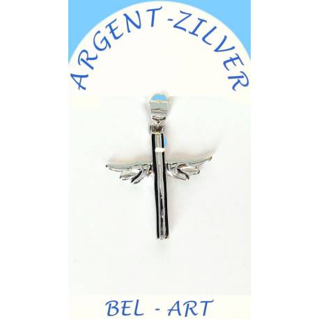 Croix avec ailes argent - 20 X 20 mm