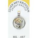 Médaille de la Vierge en argent rhodié avec nacre