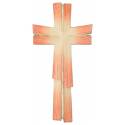 Croix En Bois Sculpte H 15 cm naturel finition rouge