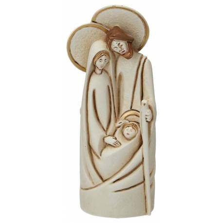 Hele kleine Heilige Familie in albaster met gouden rand (12x5x4.5 cm) 
