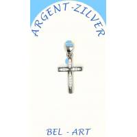 Croix argent avec zircons -15 X 10 mm