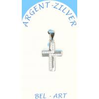 Croix argent avec zircons - 20 X 15 mm