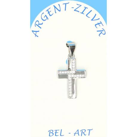 Kruisje zilver met zirkonen - 20 X 15 mm 