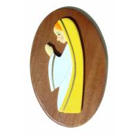 Ste Marie jaune, socle bois 18x11cm