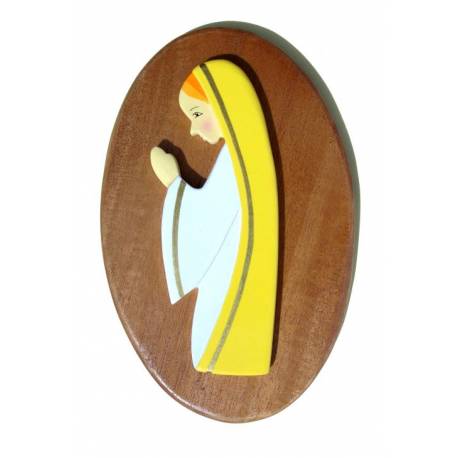 Ste Marie jaune, socle bois 18x11cm