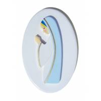 Ste Marie bleue, socle blanc 18x11cm