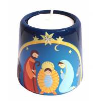 Bougeoir Nativité bleu 6.5cm