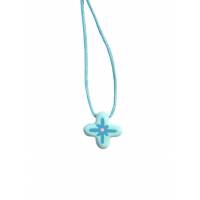 Croix pendentif bleue 15mm