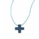 Croix pendentif teintée bleue 15mm