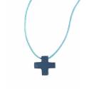 Croix pendentif teintée bleue 15mm