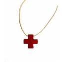 Croix pendentif teintée rouge 15mm