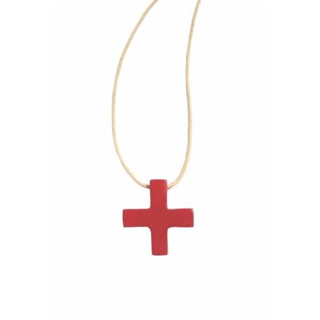 Croix pendentif teintée rouge 25mm
