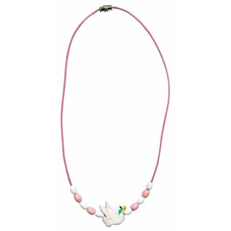 Roze duif ketting ongeveer 20 cm 