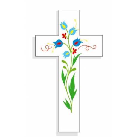 Kruisliefde 14,5x8cm blauwe bloemen 