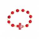Armband tientje rood hout ongeveer 7 cm 