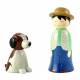 Enfant et son chien tournés 10cm + boite