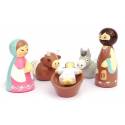 Crèche tournée Marie bleue/rose 9 cm + boite