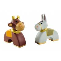 Ane, boeuf et base bois dorés 5cm