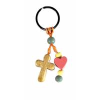 Porte Clé Croix et Coeur Longueur totale 10cm