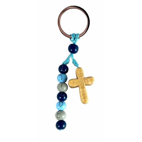 Porte Clé Lourdes bleu