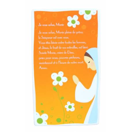 Prière Je vous salue Marie Orange 8.5x15cm