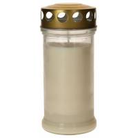 Veilleuse de cimetière en verre avec couvercle doré - Blanc - 10 pièces / carton
