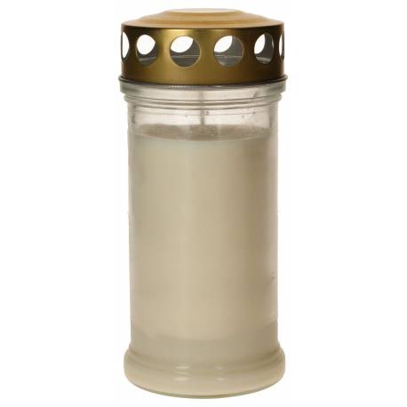 Veilleuse de cimetière en verre avec couvercle doré - Blanc - 10 pièces / carton