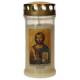 Veilleuse de cimetière en verre avec couvercle doré - Blanc - Pantocrator - 10 pièces / carton